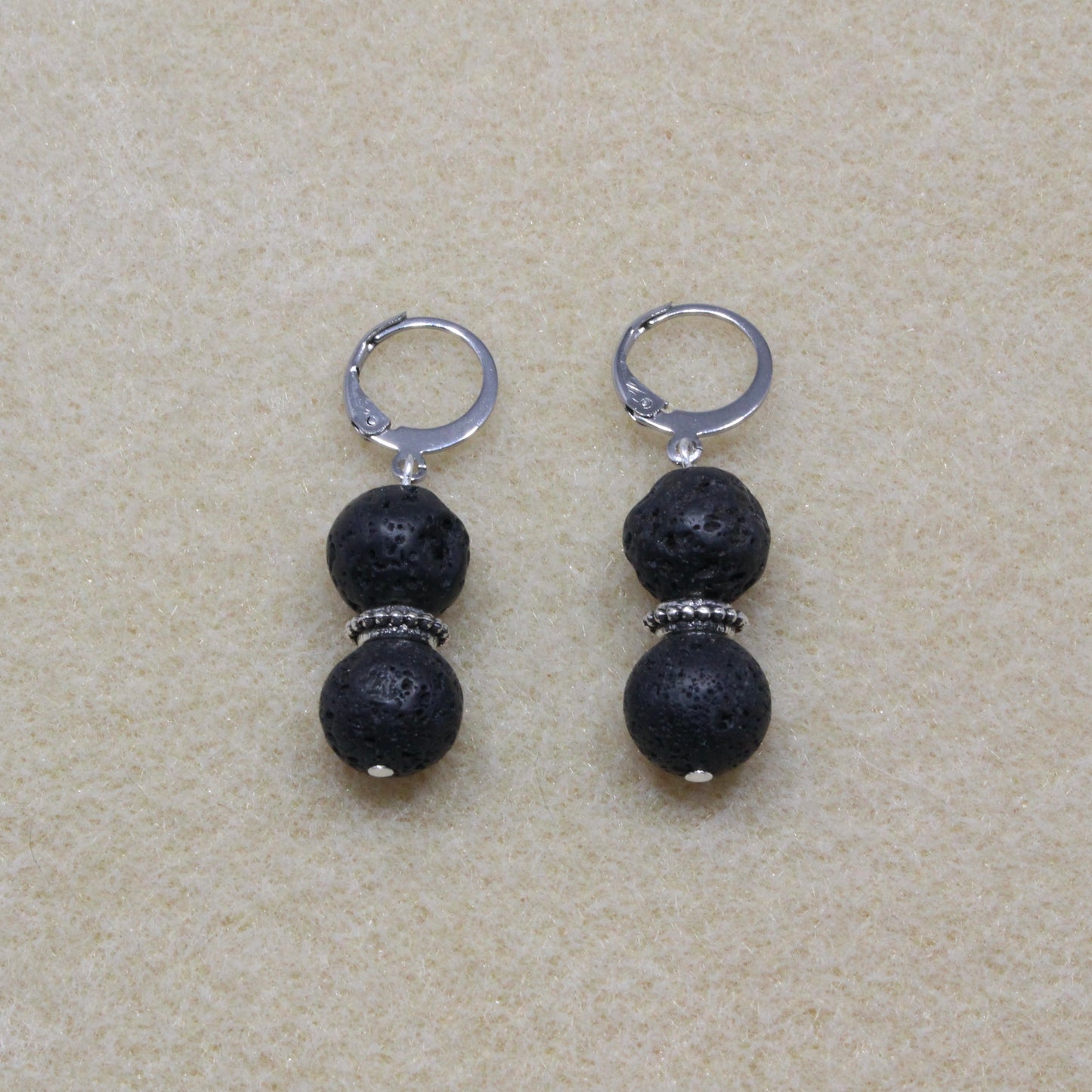 Black Lava Rock Drop Earrings