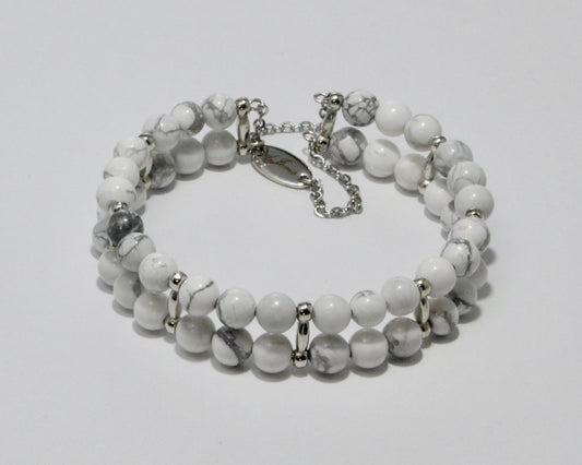 White Howlite Double Bracelet