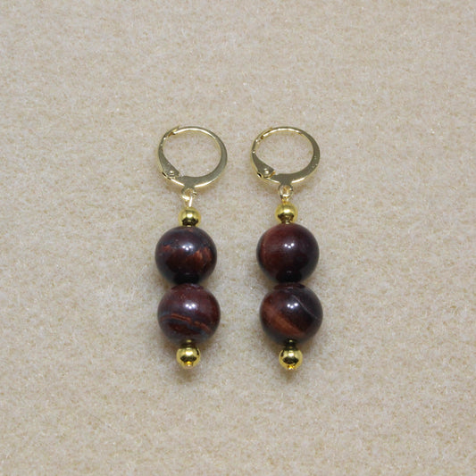 Red Tiger's Eye Drop Earrings