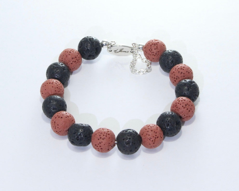 Black/Red Lava Rock Bracelet