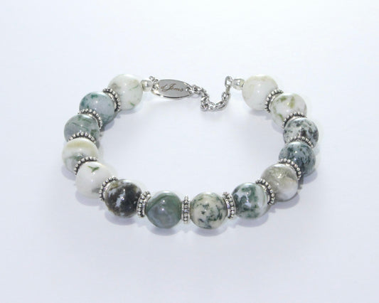 Glossy Tree Agate Bracelet - with Spacers