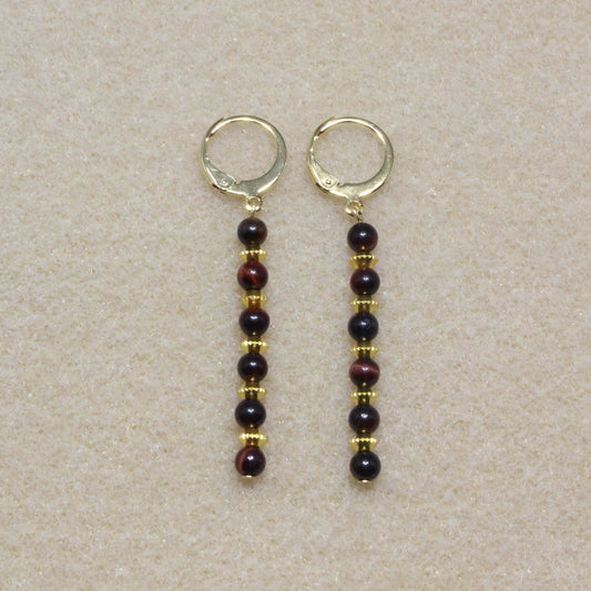 Red Tiger's Eye Dangle Earrings