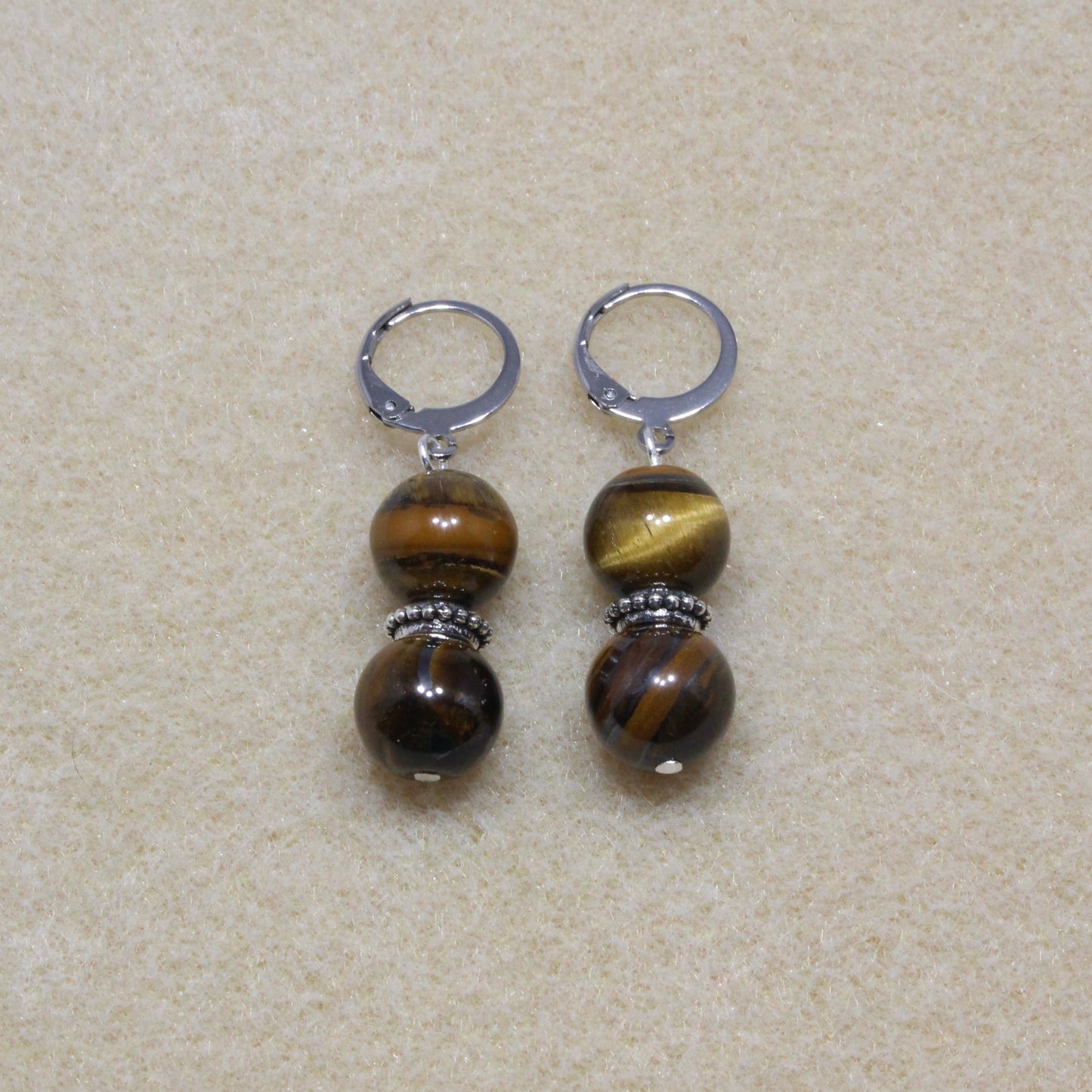 Brown Tiger's Eye Drop Earrings