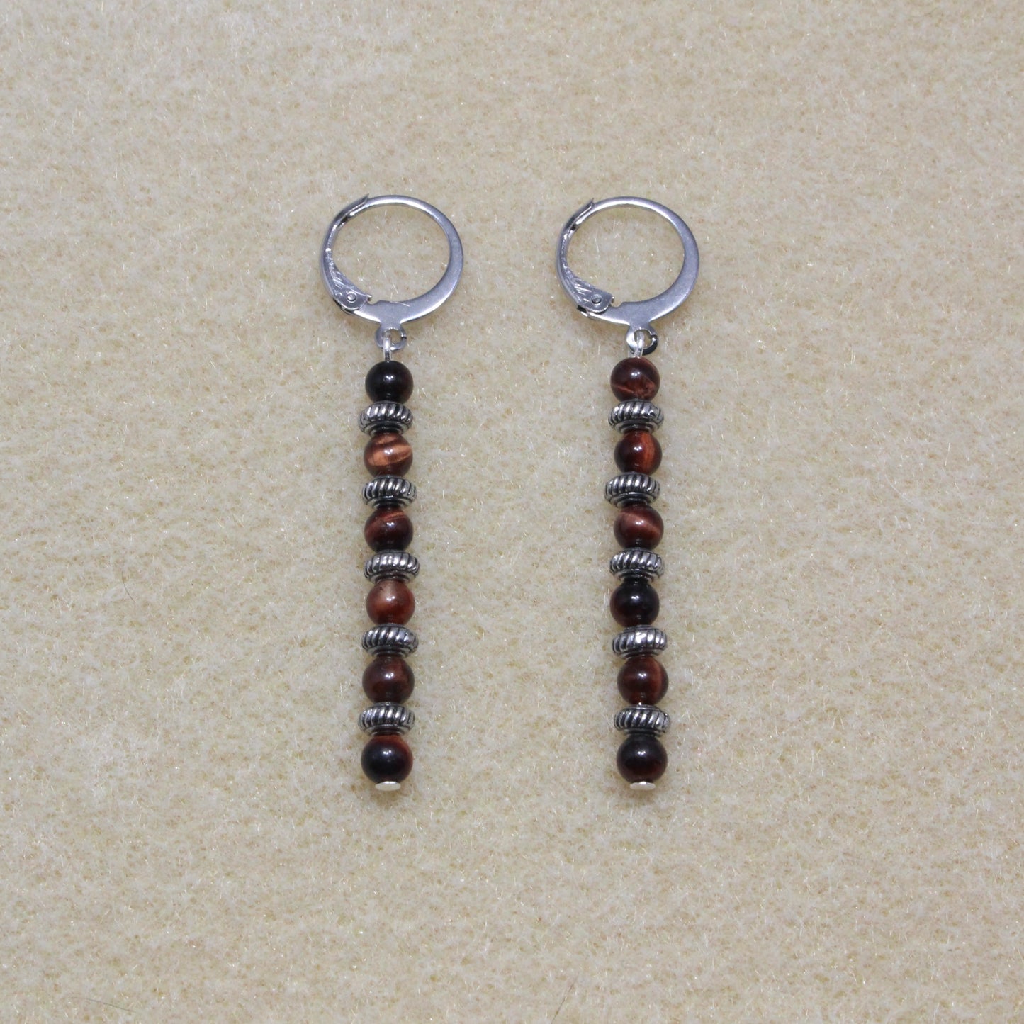 Red Tiger's Eye Dangle Earrings