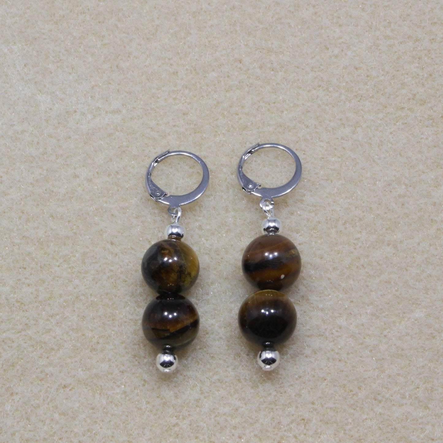 Brown Tiger's Eye Drop Earrings