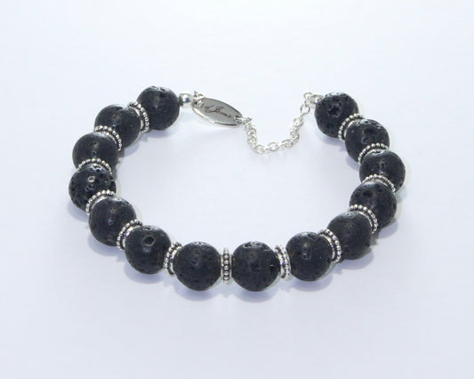 Black Lava Rock Bracelet - with Spacers