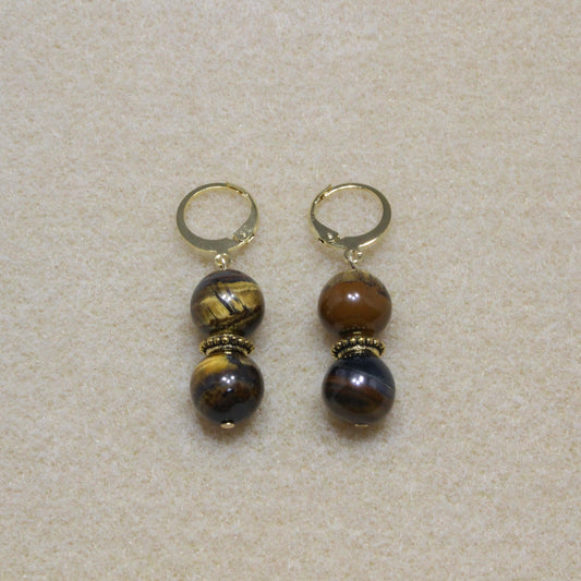 Brown Tiger's Eye Drop Earrings