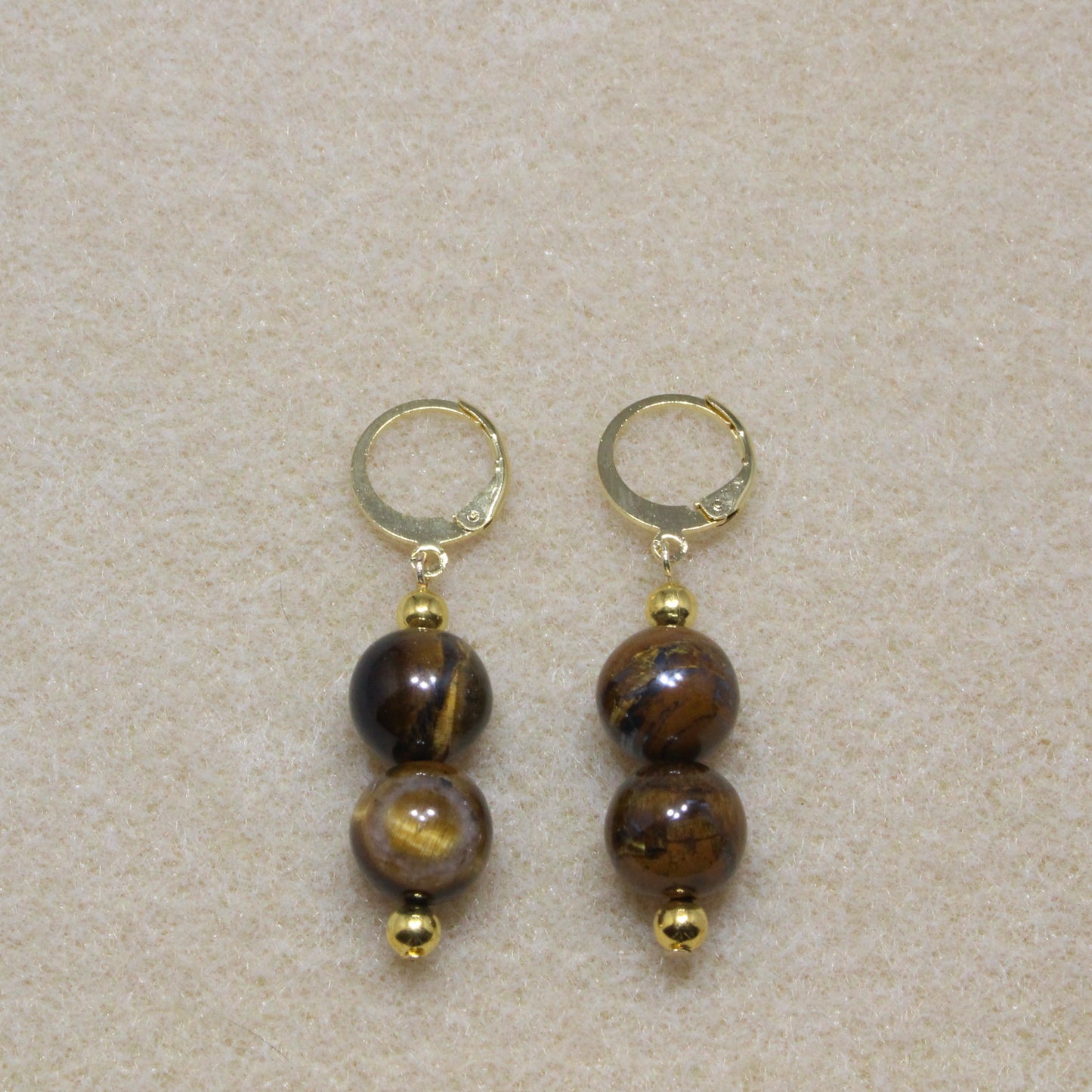 Brown Tiger's Eye Drop Earrings