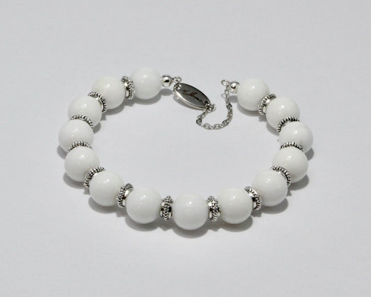 White Angelite Bracelet - with Spacers