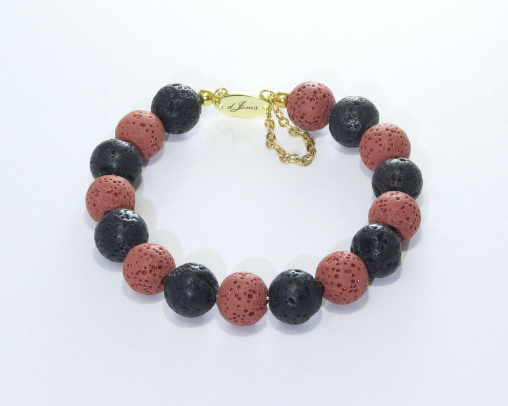 Black/Red Lava Rock Bracelet