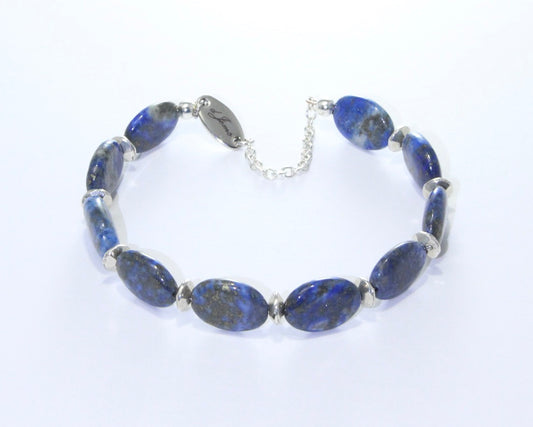 Lapis lazuli Oval Bracelet - with Spacers (12mm)