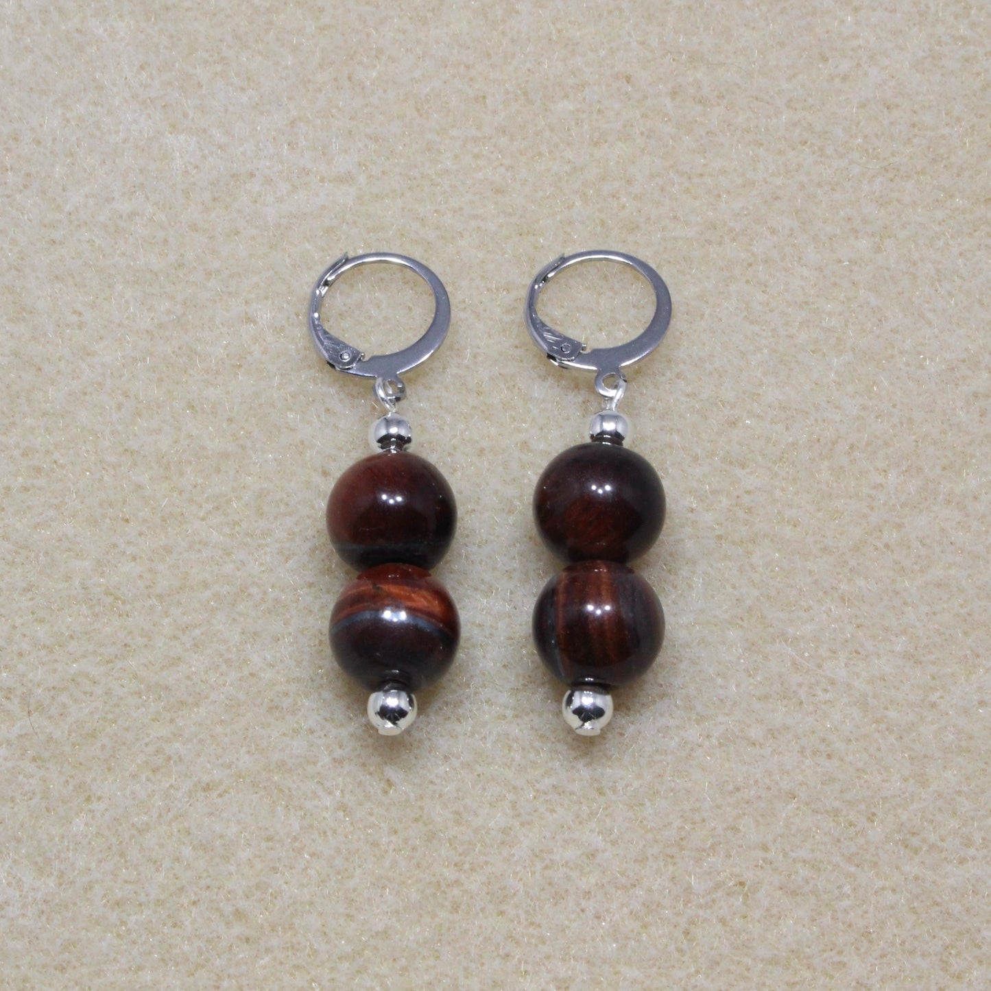 Red Tiger's Eye Drop Earrings